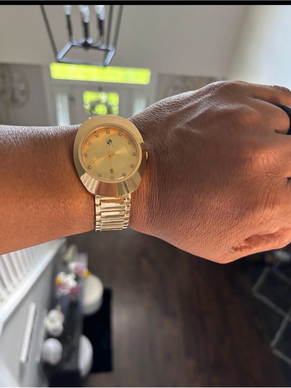 Gold-Tone Homage Design, Textured Dial Luxurious Gold Men's Watch